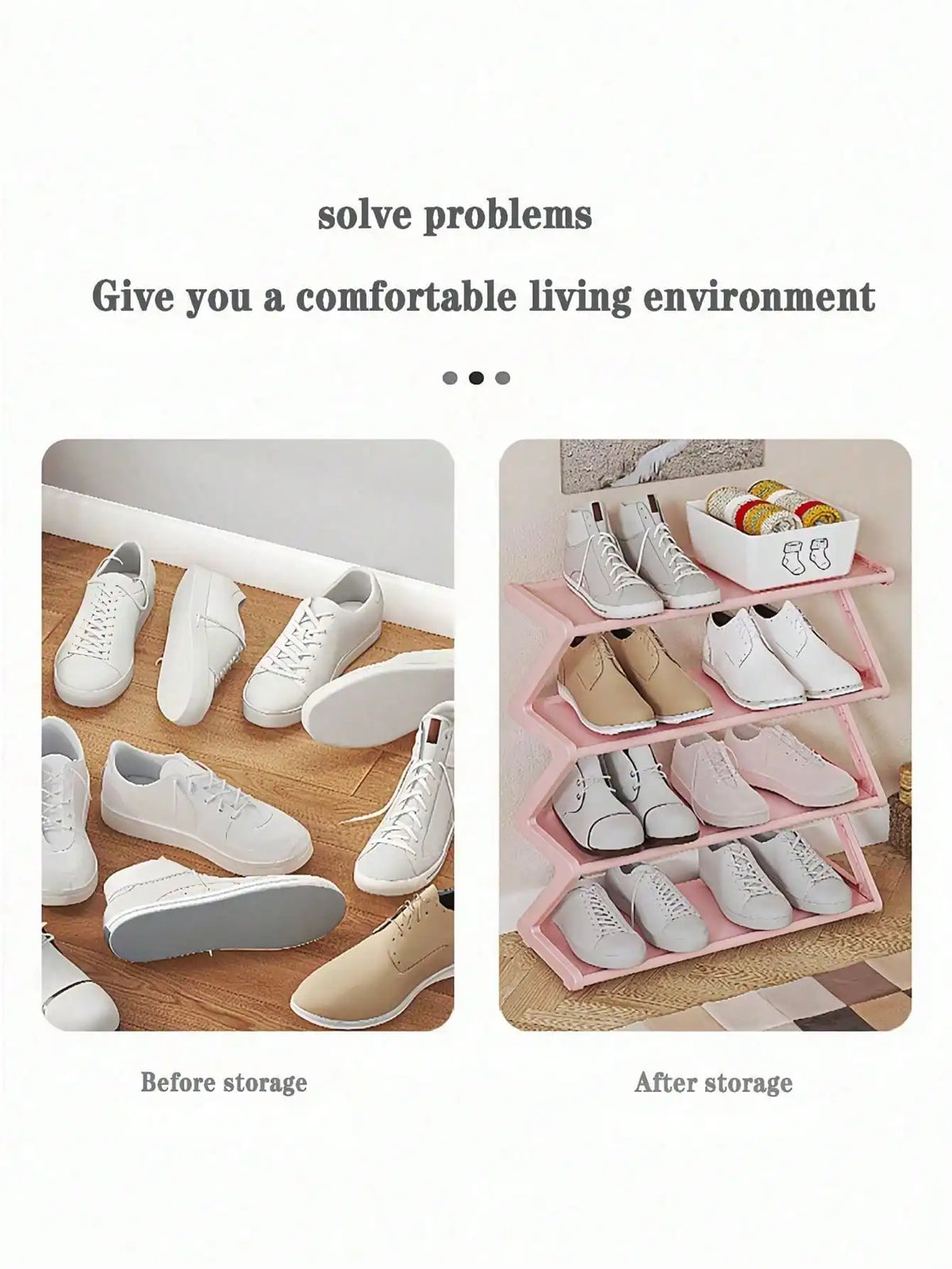 Z-Shaped Shoe Rack Plastic Floor Standing Storage Shelf Multi-Function High Capacity Storage Rack Easy To Assemble Floor Standing Organizer Essential For Home And Dorm Space Saving Applicable For Living Room Bedroom