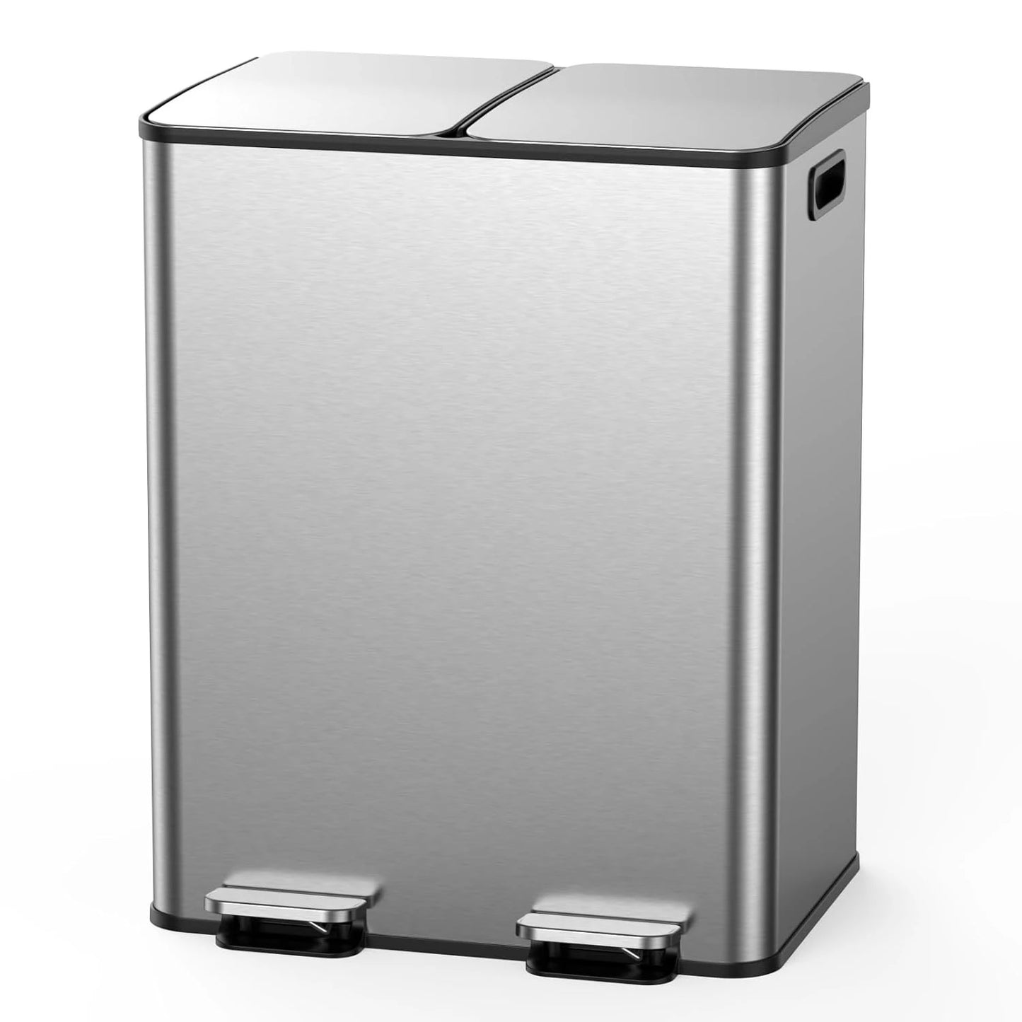 Dual Trash and Recycling Bins for Kitchen, 2 * 11-Gallon Stainless Steel Double Trash Can, Step-On Garbage, Customized
