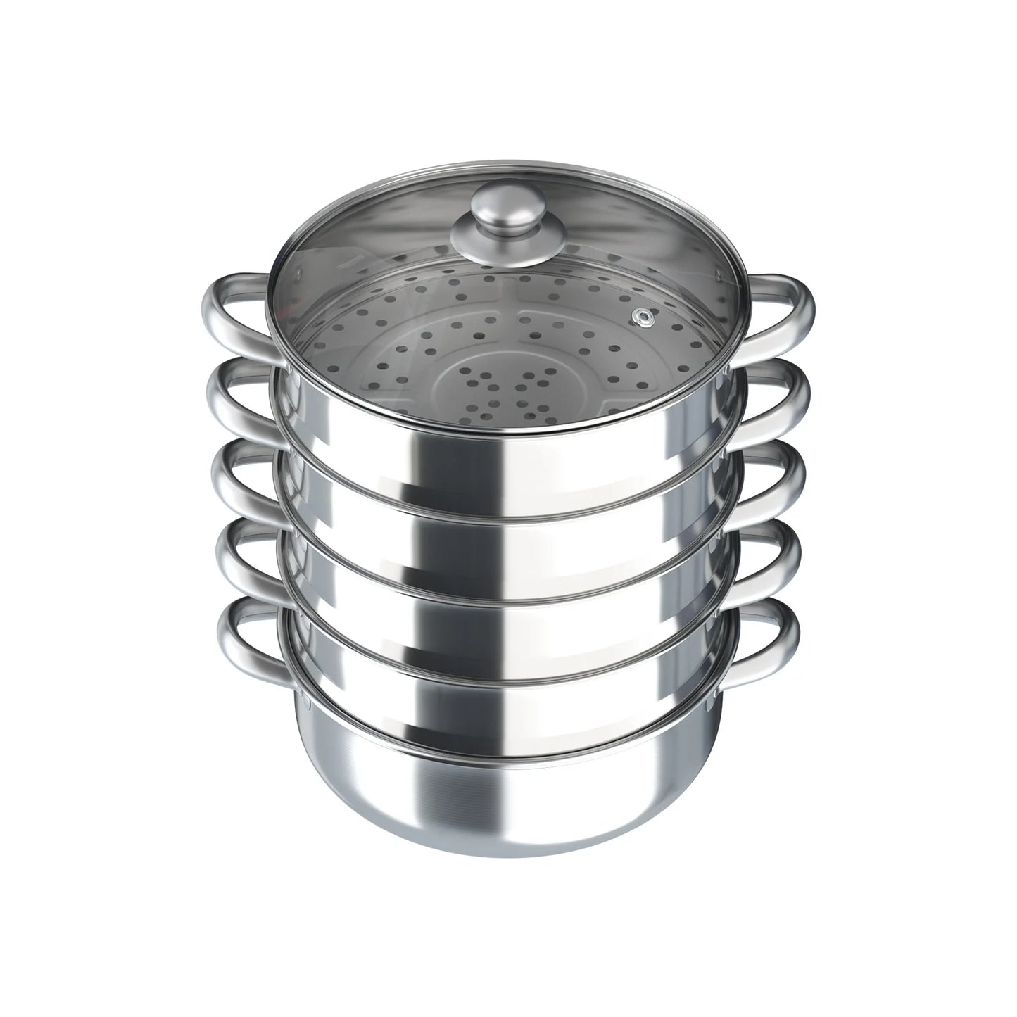 5-Tier Stainless Steel Steamer Cookware Cooking Pot Tier 4 Steaming Grids 1 Cooking Pot 28cm/30cm/26cm Steamer Pot