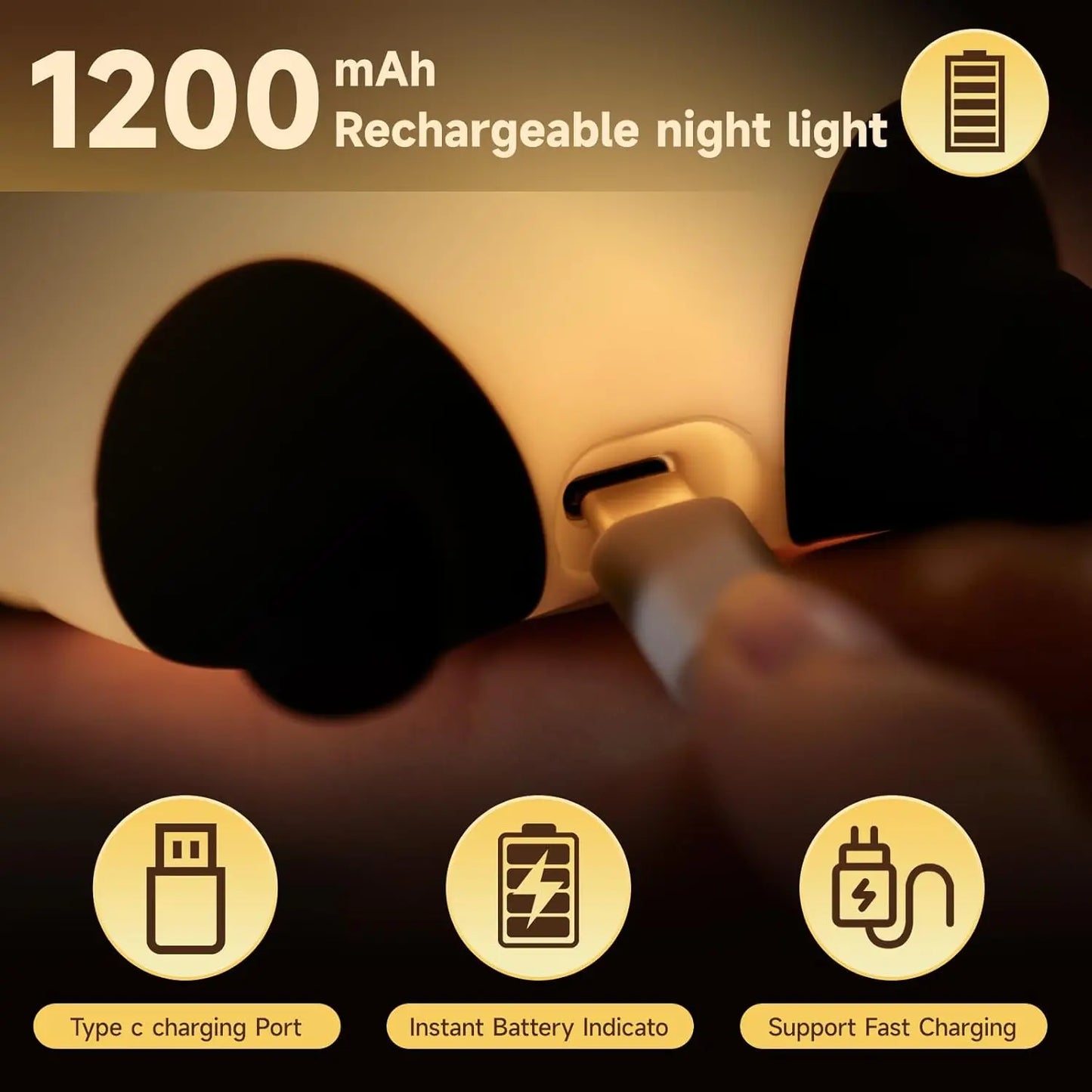 Panda Night Light Sleep Aid, 5.1 IN Soft Silicone, 3 Brightness & 30-Min Auto Off, 1200mAh, Cute Gift for Kids, Nursery