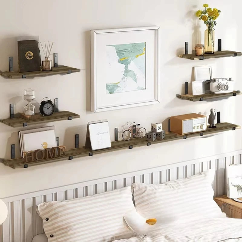 5pcs layers floating shelf, a word board shelf,Wall organizer, strong bearing capacity, including iron frame