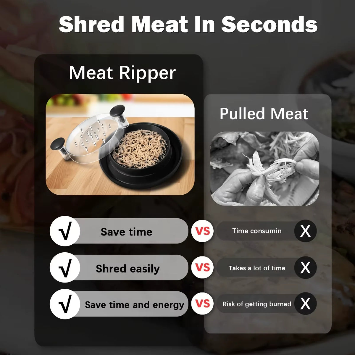 Multi-Functional Tear Chicken Breast Shredder Shredded Meat Cutter Meat Floss Hand Torn Chicken Minced Meat Shredder
