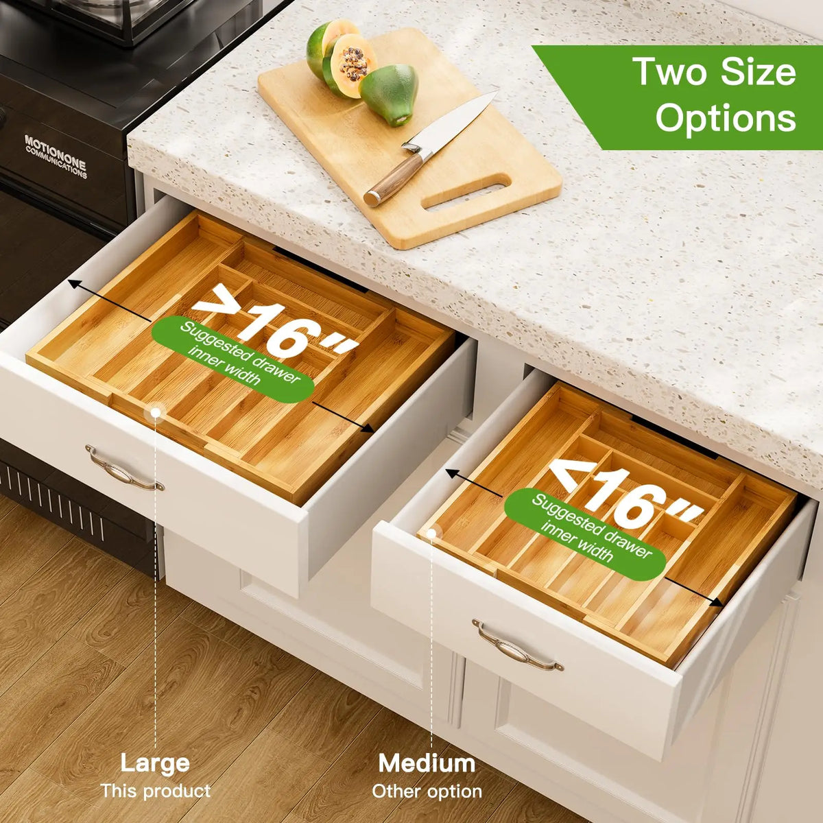 Adjustable Bamboo Silverware Drawer Organizer Wood Storage Cutlery Holder for Forks Spoons And Knives Kitchen Bedroom Living Room