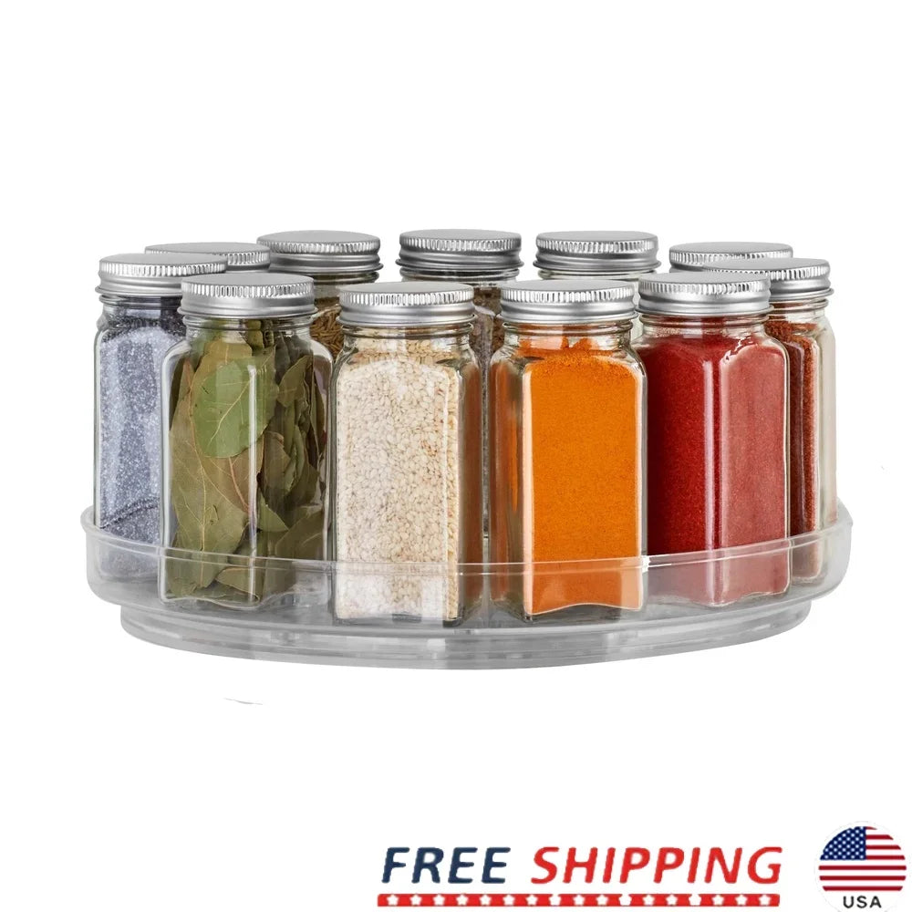 Clear Plastic Turntable Organizer 10 Inch Low Wall Modular Storage System Spice Cabinet 360 Degree Rotation Efficient Kitchen