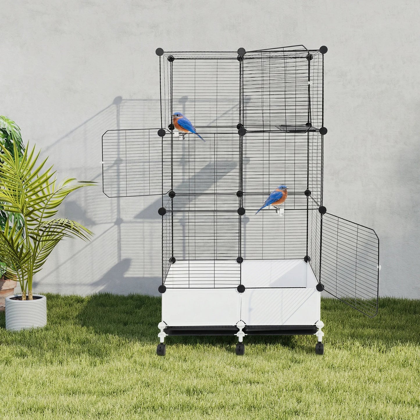Large Parrot Cage, Standing Bird Cage 29x14x55 Inch, Spacious Birdcage with Splash Guard & 6 Locking Wheels