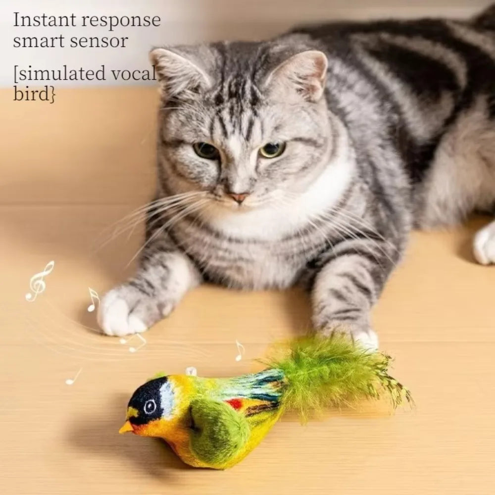 Wall Hanging Bird Cat Toy, Indoor Interactive Squeaky Catnip Teaser Toy, Self-Play Chasing Toy for Kittens