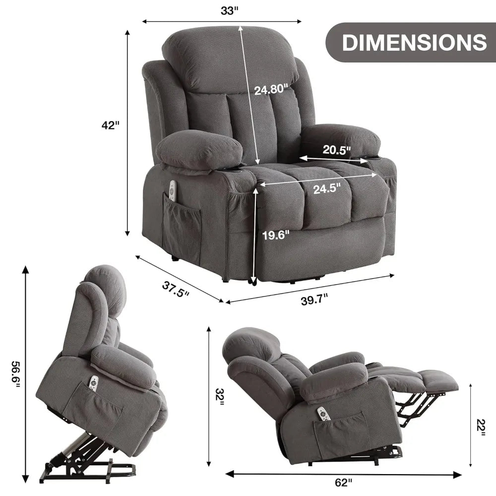 Electric Power Lift Recliner Chair for Elderly with Vibration Massage And Lumbar Heating Oversized Sofa Single Customized