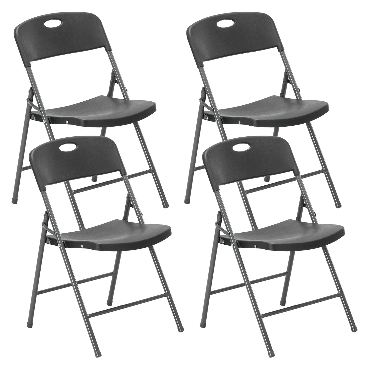 JHK 2/4/6 Pack Plastic Stackable Folding Chairs Portable Dining Chairs Set Heavy Duty with Ergonomic Back Easy to Use for Home