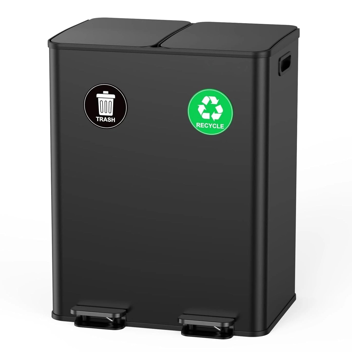 Dual Trash and Recycling Bins for Kitchen, 2 * 11-Gallon Stainless Steel Double Trash Can, Step-On Garbage, Customized