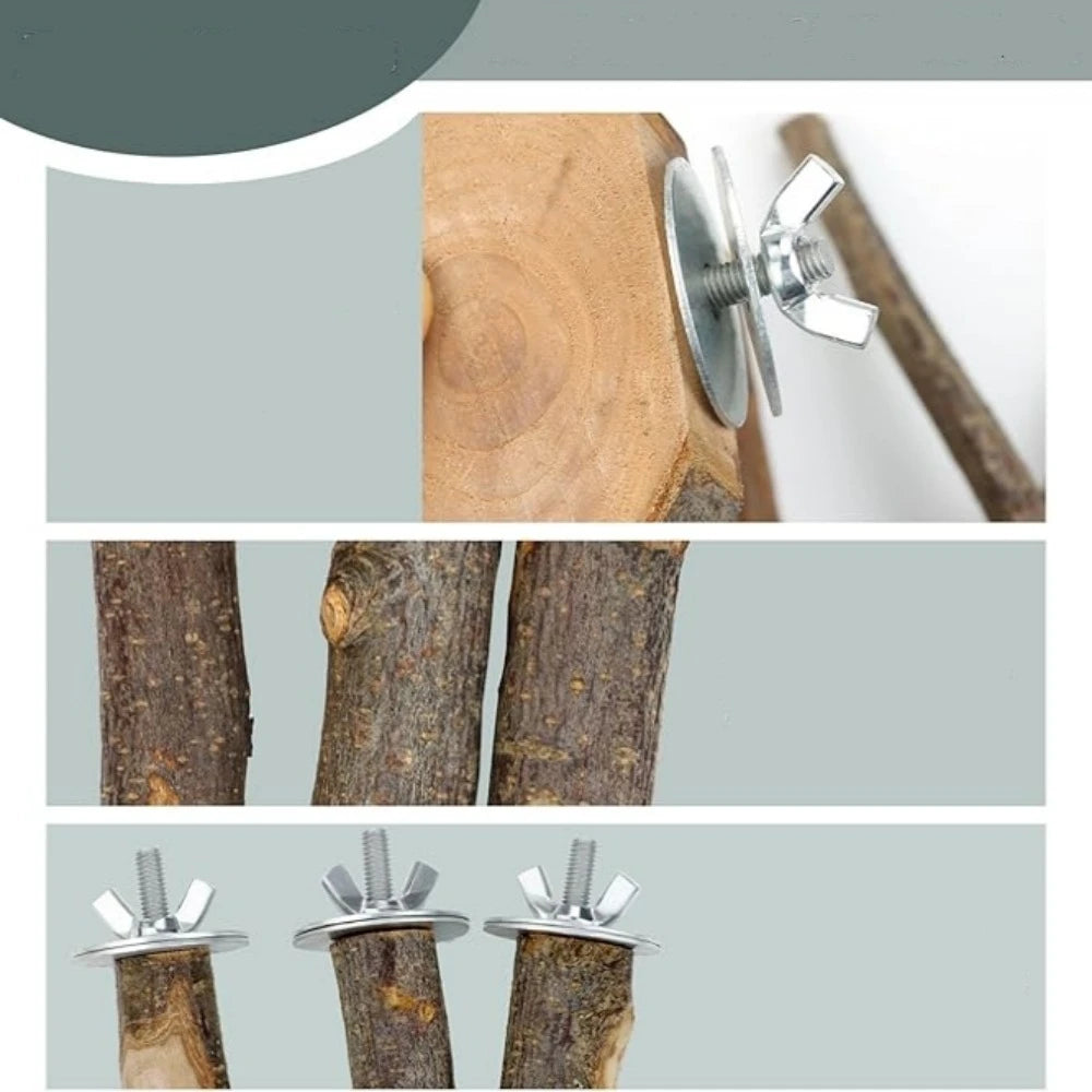 8Pcs Natural Wood Parrot Perch Set Bird Standing Stick Platform Cage Accessory Bird Supplies