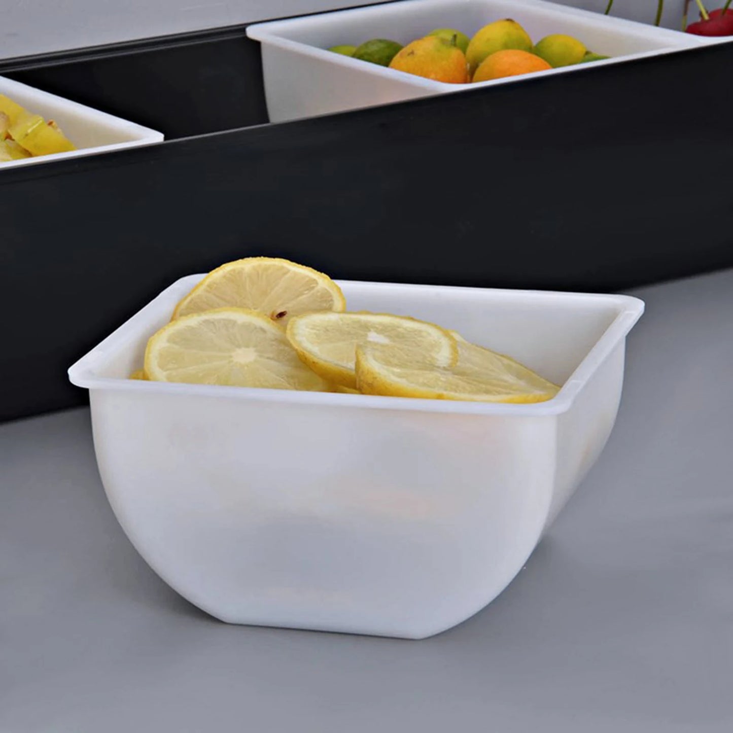3/4/5/6 Compartment Fruit Tray Seasoning Dispenser Bar Caddy Storage Box Dispenser Container