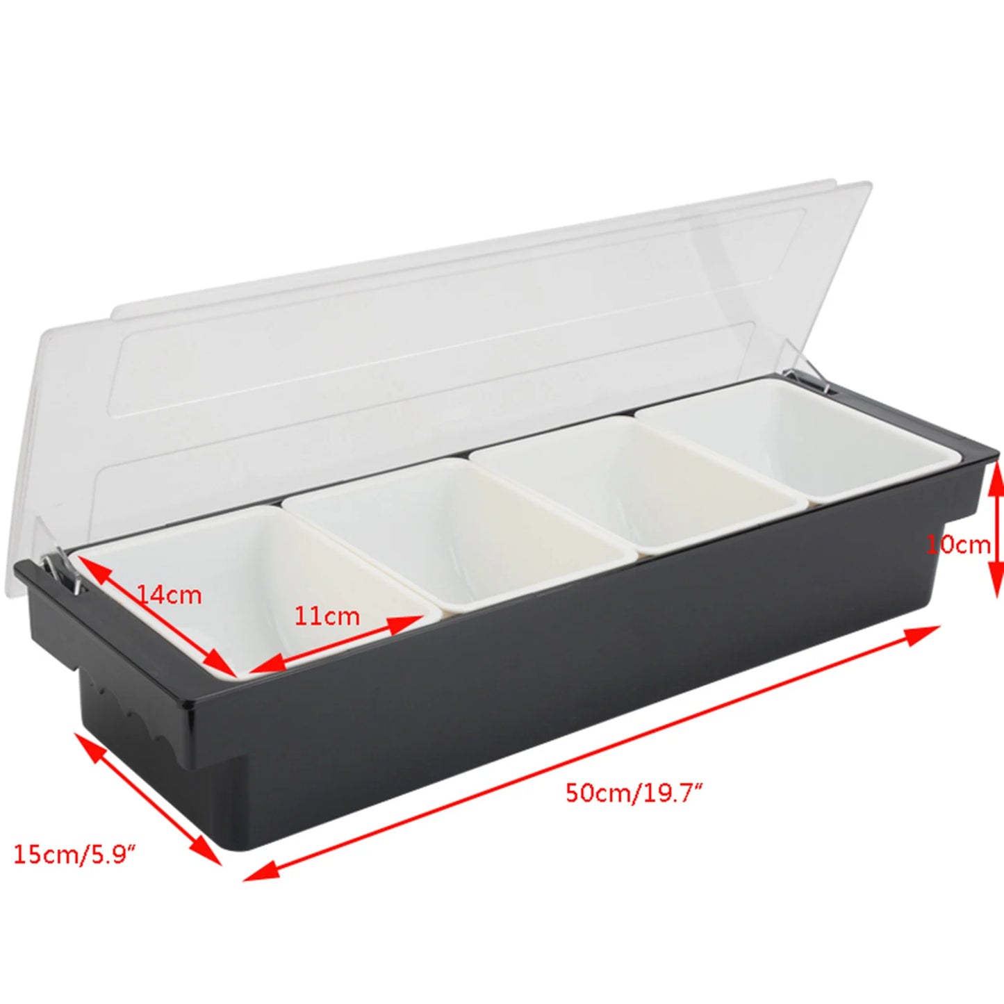 3/4/5/6 Compartment Fruit Tray Seasoning Dispenser Bar Caddy Storage Box Dispenser Container