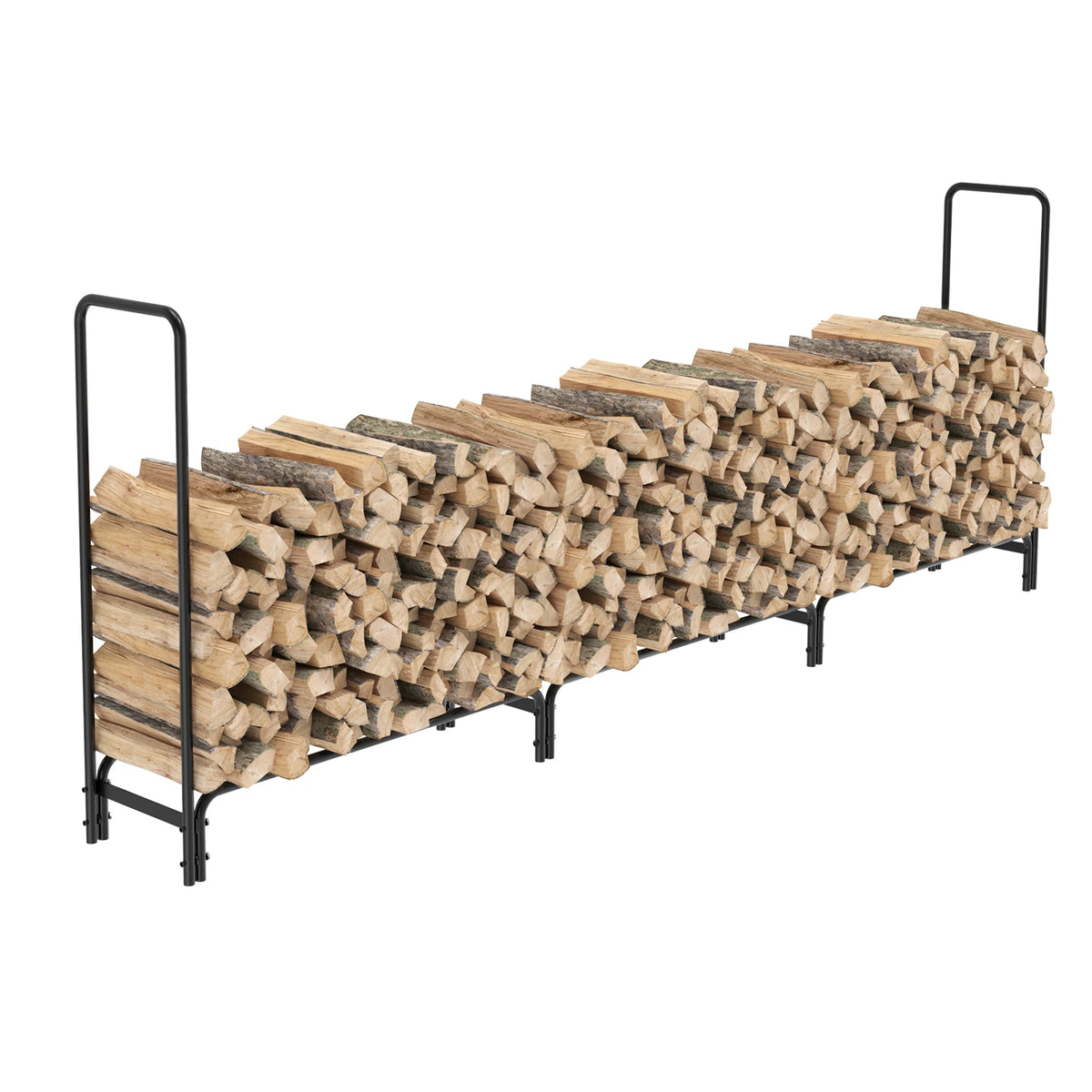 Heavy Duty Firewood Log Rack, Large Outdoor Indoor Fireplace Wood Storage Holder, Sturdy Tubular Iron Stand with 650 lbs High Capacity, Black Weather-Resistant Fire Pit Wood Stacker for Yard, Porch and Deck