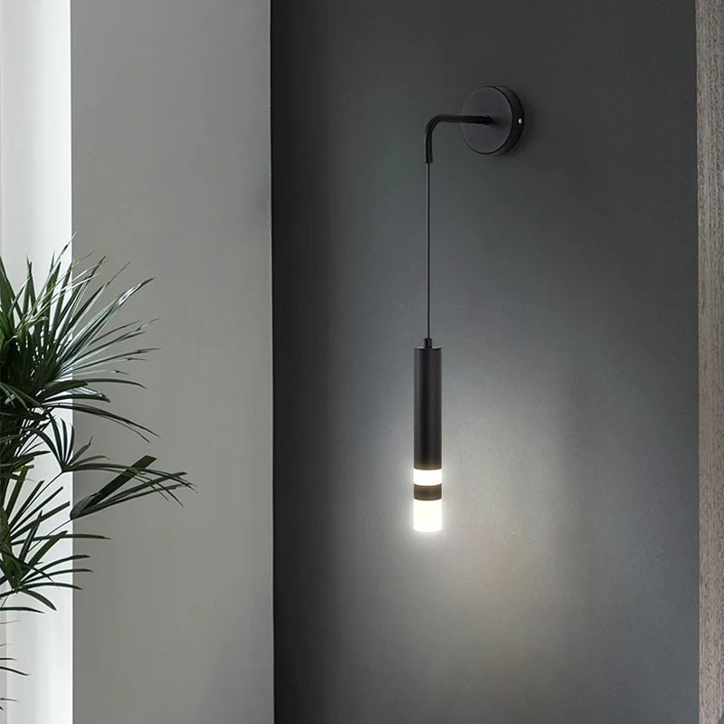 Nordic Bedroom Decoration Wall Lamp Iron Material Linear Light With Reading Spot Lamp Hotel Indoor Luxury LED Modern Wall Lustre