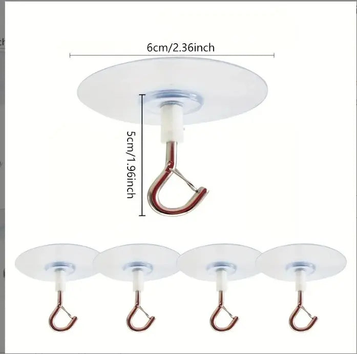 5Pcs Self Adhesive Ceiling Hooks Heavy Duty, No Drill Ceiling Hooks for Hanging Plants, No Drill Plant Hangers with Safety Locks for Hanging Lights Plants Chimes Fans Wall Decor in Kitchen Bathroom