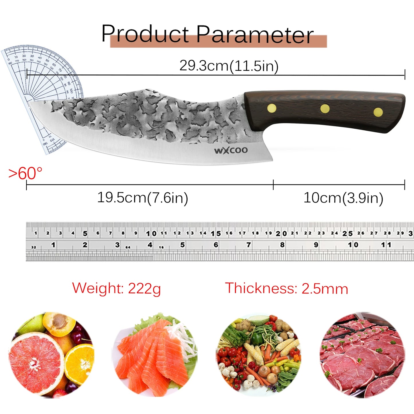 1PC Handmade Boning Knife 5CR15 Stainless Steel Butcher's Knife Cooking Knife for Kitchen Multifunction Chef Knife Outdoor Kitchen Knife Cooking Accessories Meat Knife
