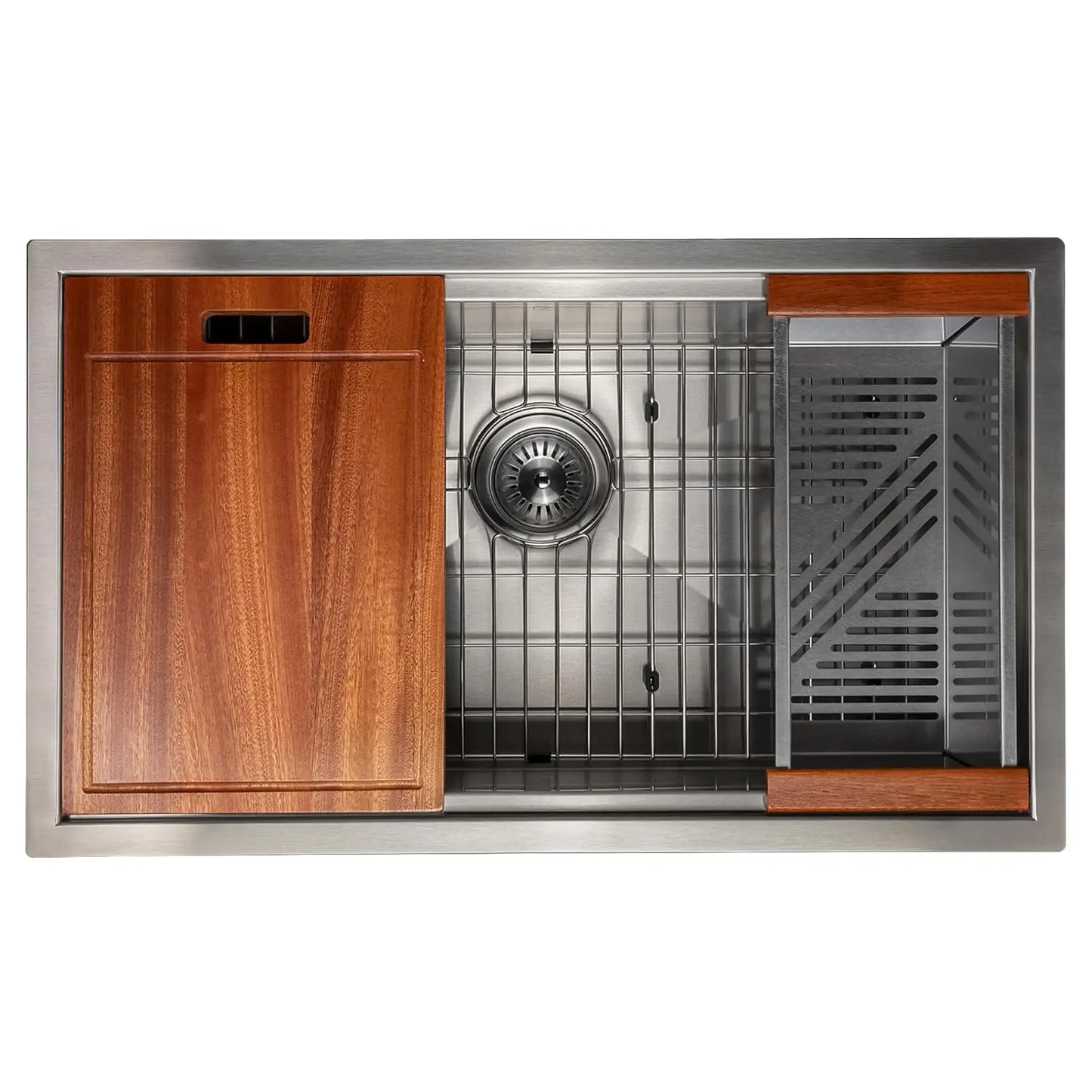 30 in Undermount Single Bowl Stainless Steel Kitchen Sink with Bottom Grid Accessories, Custom