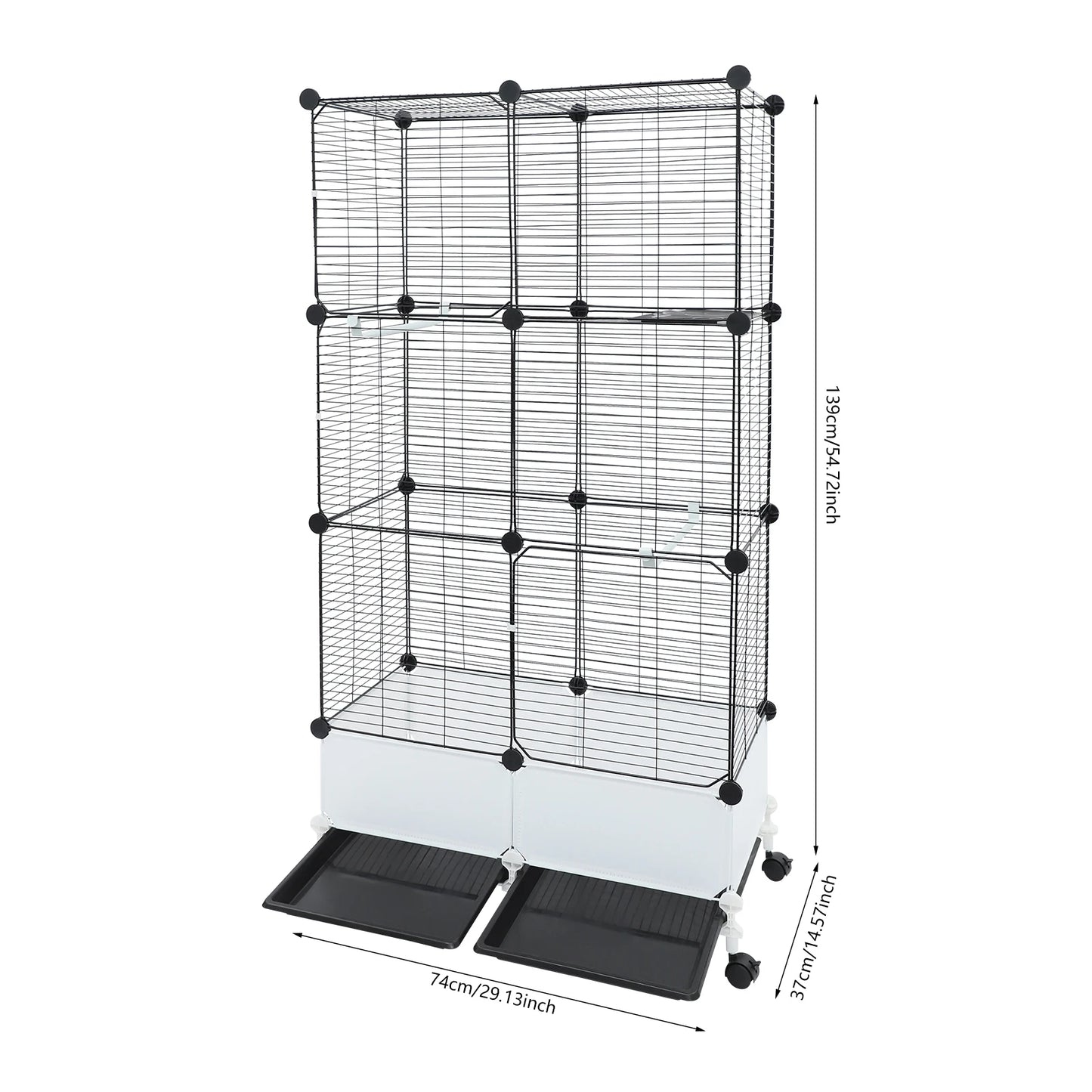 Large Parrot Cage, Standing Bird Cage 29x14x55 Inch, Spacious Birdcage with Splash Guard & 6 Locking Wheels