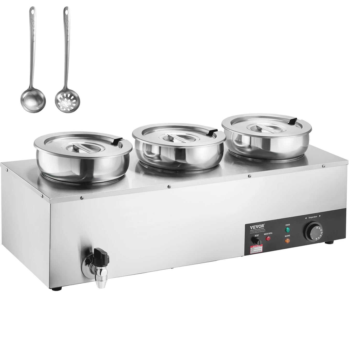 SucceBuy 3 4 5 7.4QT Electric Soup Warmer Large Size Commercial Stainless Steel Round Pot Adjustable Temp for Restaurant Buffet