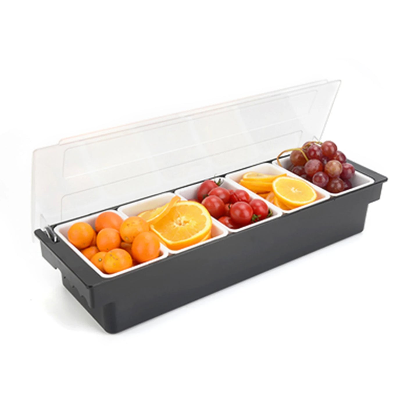 3/4/5/6 Compartment Fruit Tray Seasoning Dispenser Bar Caddy Storage Box Dispenser Container