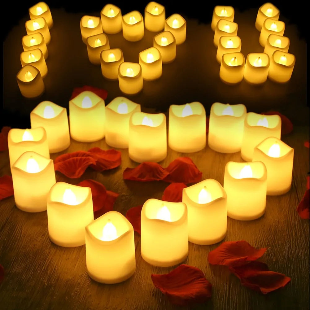 LED Tea Lights Flameless Votive Candles Lasting Electric Candles Battery Operated Tealights Candles for Halloween Christmas Home