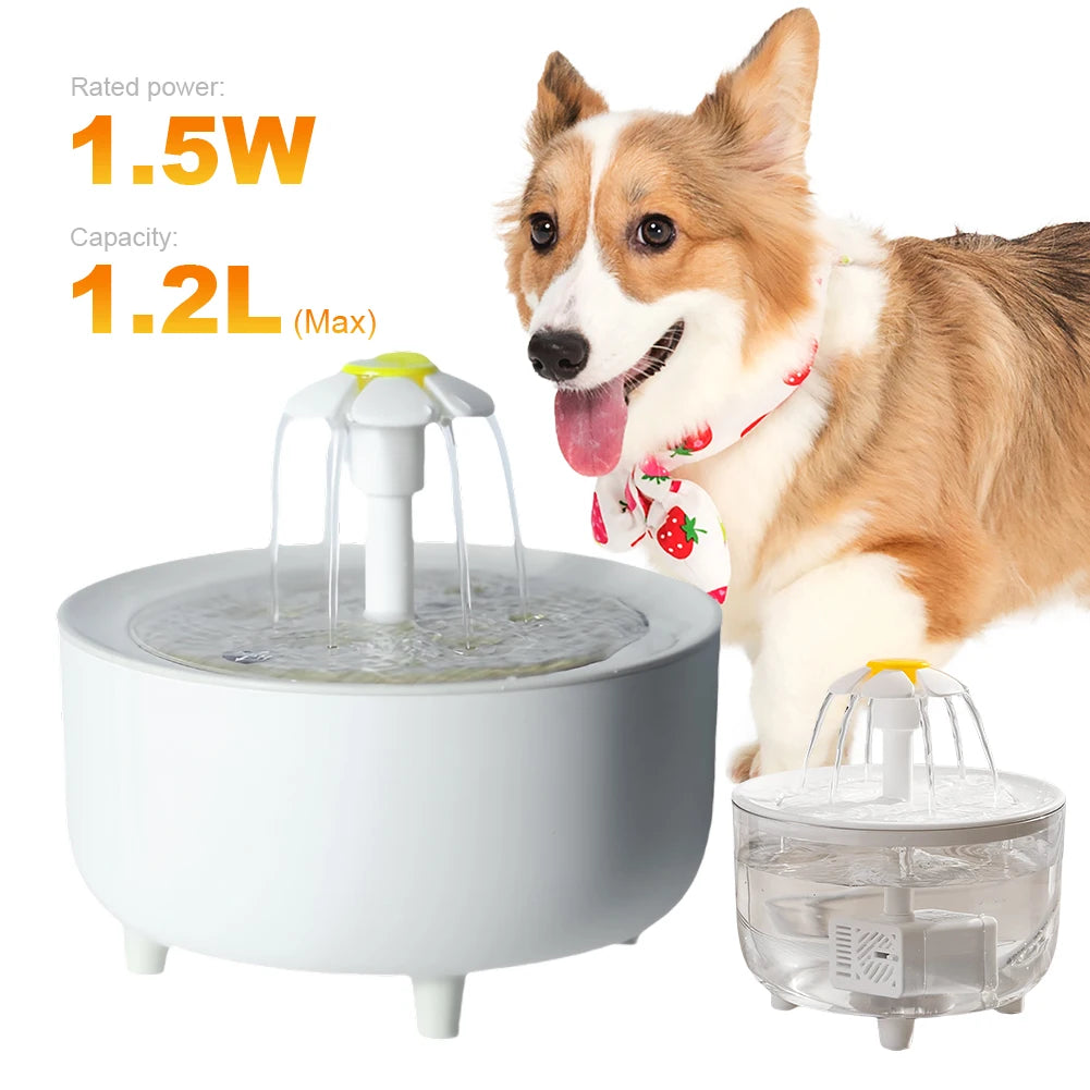 1200ml USB Electric Mute Pet Drink Bowl Automatic Cat Water Fountain Filter Cats Water Dispenser Automatic Cat Drink Bowl Filter