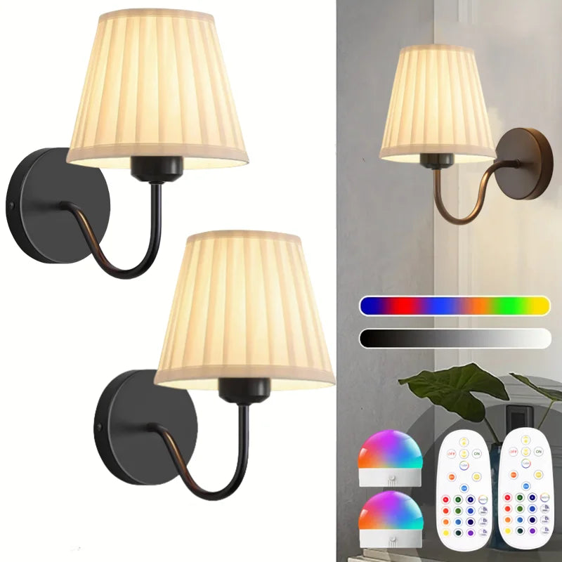 Battery-Powered Wall Light, Wireless Charging Wall Light with Remote Control, Dimmable, 15Rgb, Timer, Suitable for Living Room, Bedroom, Entryway, Gold Color