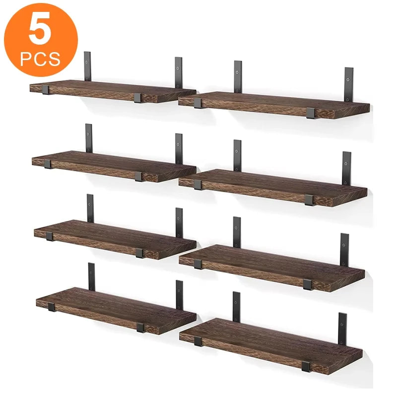 5pcs layers floating shelf, a word board shelf,Wall organizer, strong bearing capacity, including iron frame