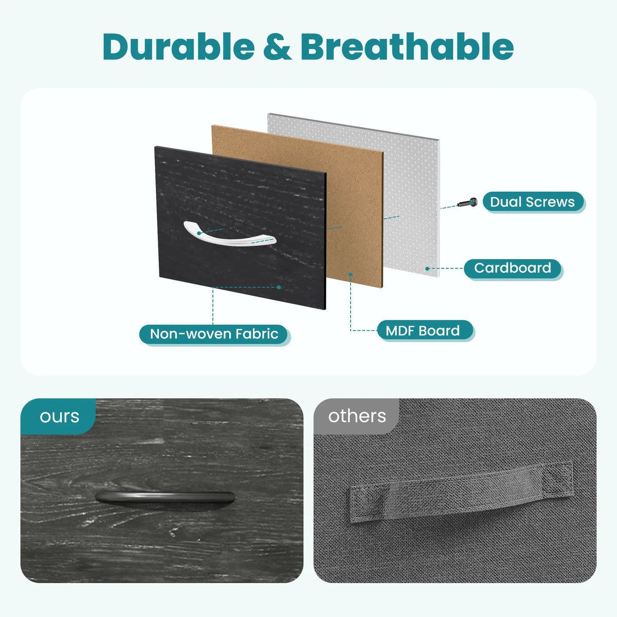 MCQ 8 Fabric Drawers Cabinet with Wood Top For Living Room Storage Cabinet Organizer with Mental Frame Beside Nightstand Dresser Tables Display Furniture