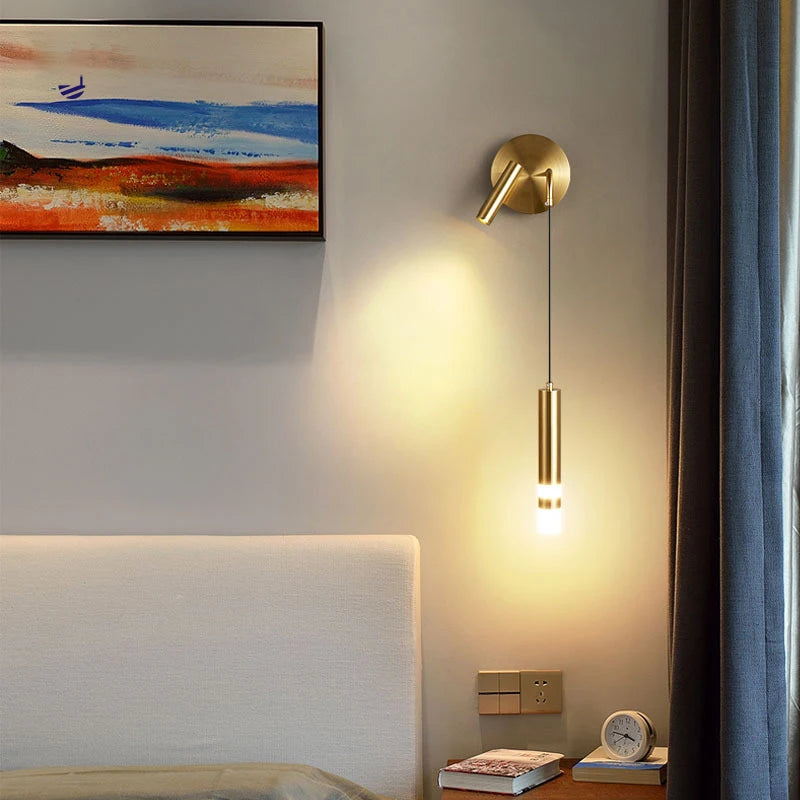 Nordic Bedroom Decoration Wall Lamp Iron Material Linear Light With Reading Spot Lamp Hotel Indoor Luxury LED Modern Wall Lustre