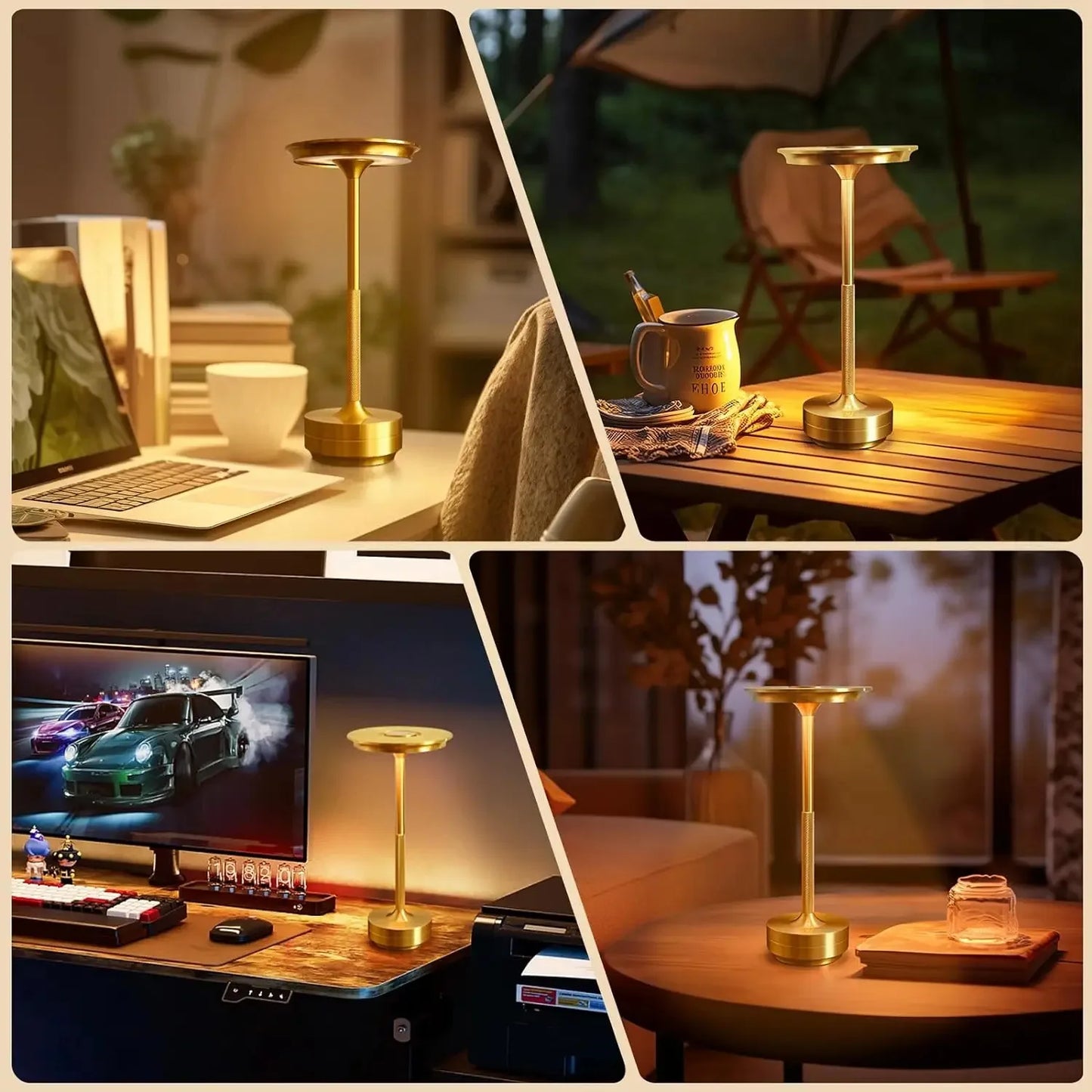 2PCS Rechargeable Wireless Table Lamp for Bedroom Rechargeable Desk Lamp Touch Contrl Camping Candle Creative USB-C Table Lamp