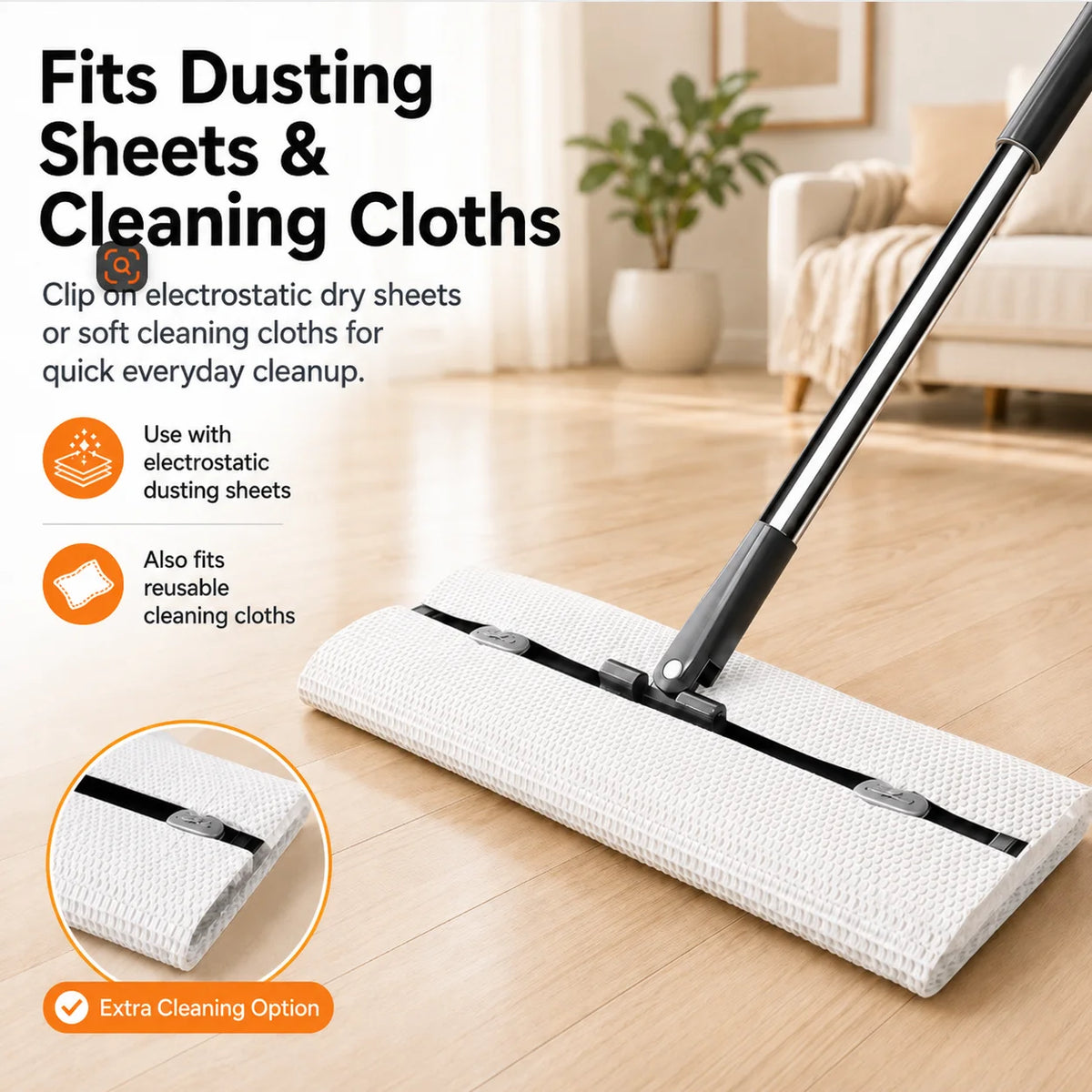 Joybos Flat Mop And Bucket Set With Hands-Free Wringer, 13-Inch Wash & Dry Dual-Chamber Floor Cleaning System, 360° Rotating Swivel Head For Hardwood/Tile, Includes 2 Coral Fleece Pads