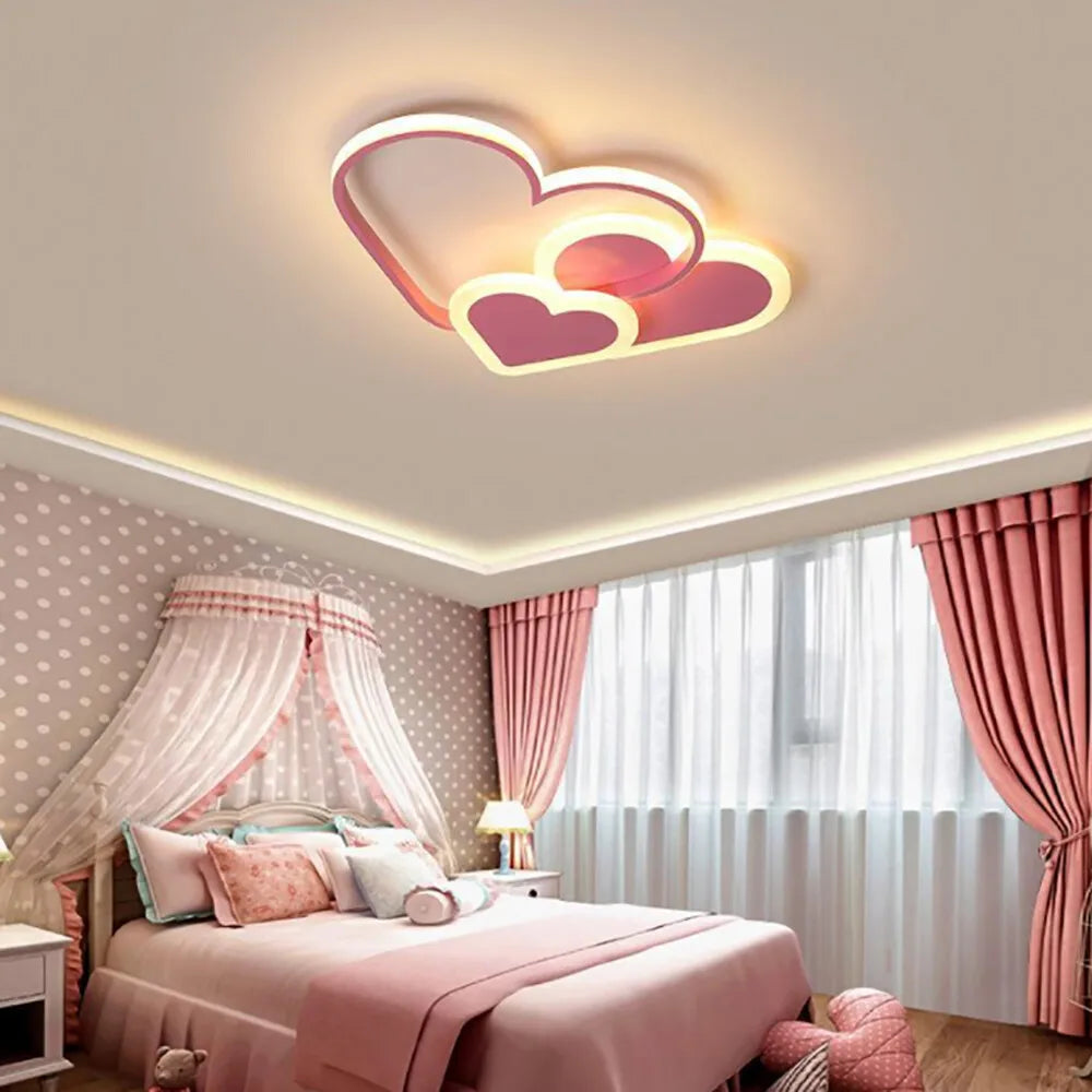 Heart-Shaped LED Ceiling Lamp with Remote Control 36W 3040LM 3000-6000K Adjustable Color Temperature for Bedroom Living Room