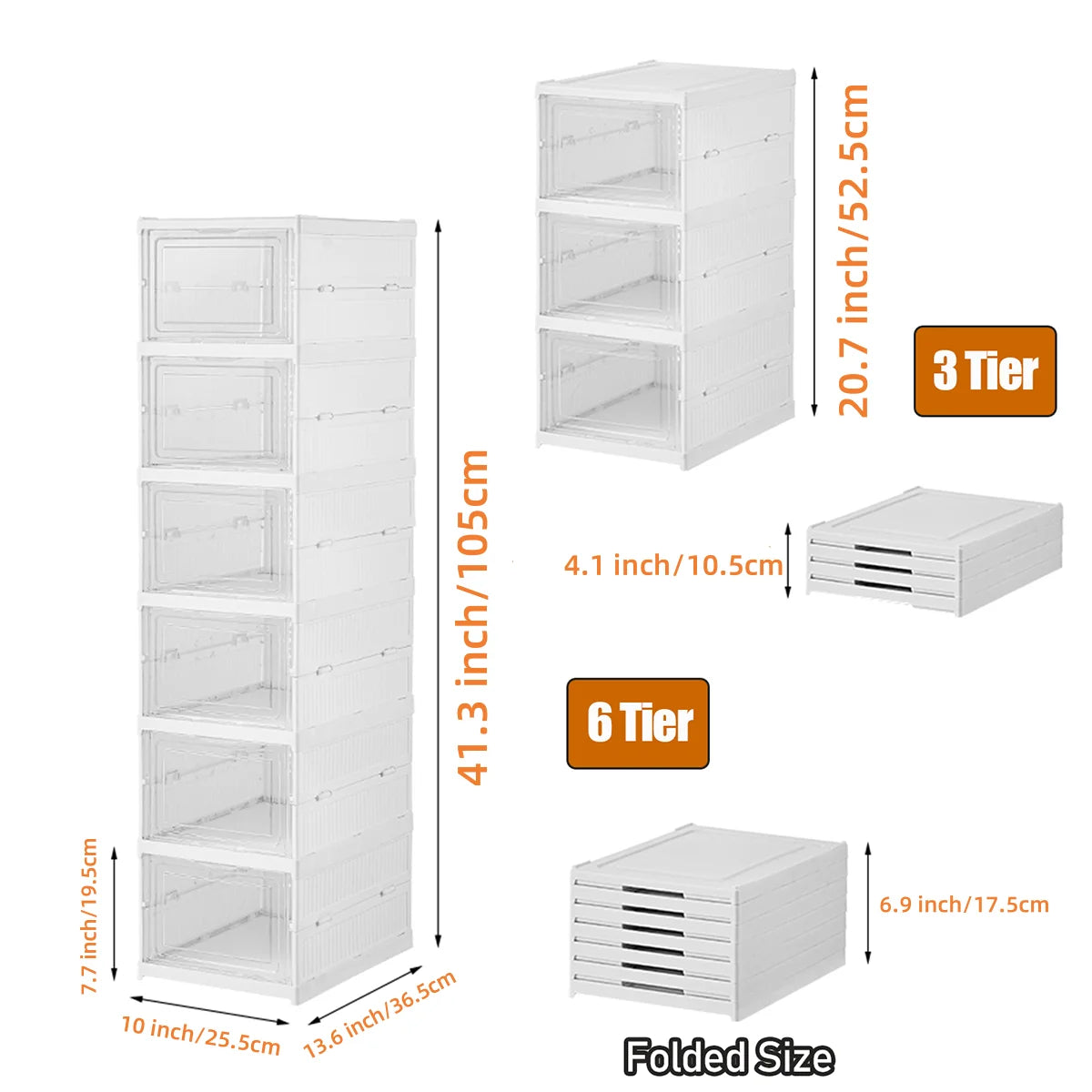 Foldable Clear Shoe Storage Organizer, Stackable Dustproof Thickened Sneaker, Shoe Box Rack Cabinet for Closet Dorm Apartment
