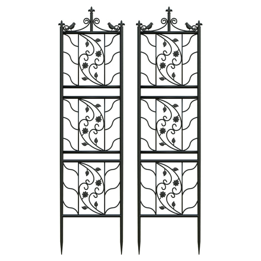 Thick Metal Garden Trellis, Bird Leaf Grid Panel Fence, Climbing Planter Support Frame, 2pcs