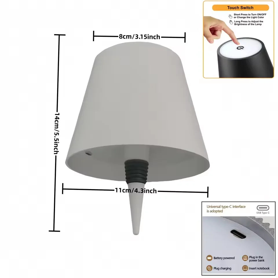 Wireless Bottle Table Lamp Touch Control of 3 Colors and Stepless Dimming Night Lamp Suitable for Bar Wine Bottles Desk Lights