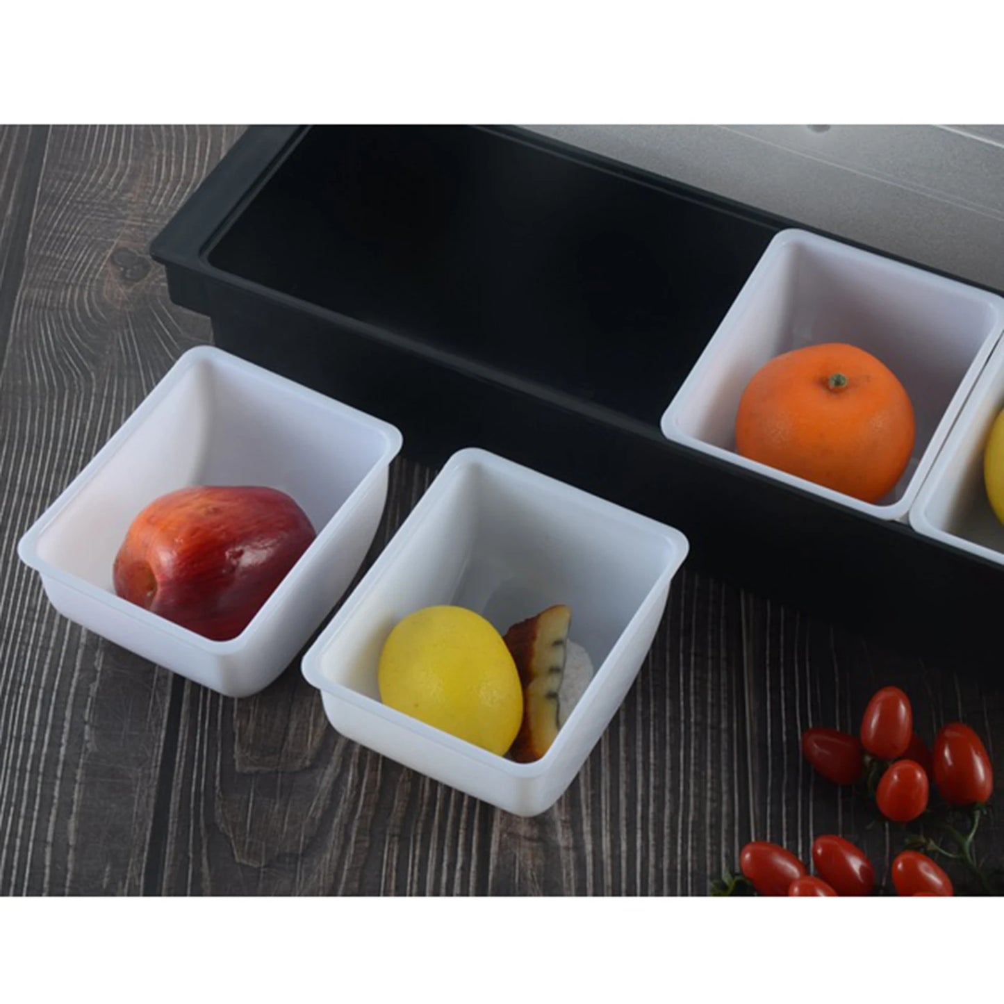 3/4/5/6 Compartment Fruit Tray Seasoning Dispenser Bar Caddy Storage Box Dispenser Container