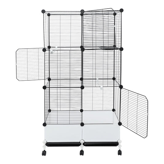 Large Parrot Cage, Standing Bird Cage 29x14x55 Inch, Spacious Birdcage with Splash Guard & 6 Locking Wheels