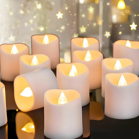LED Tea Lights Flameless Votive Candles Lasting Electric Candles Battery Operated Tealights Candles for Halloween Christmas Home