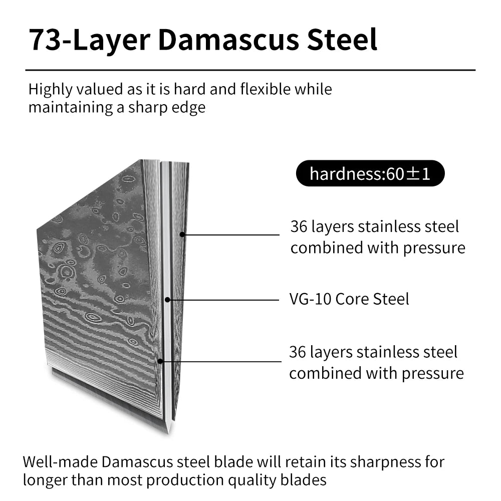 Sunnecko Cleaver Slicing Knives 7"/178mm High Quality 73 Layers VG10 Damascus Steel Meat Cutting Knife Kitchen Knife Cooks