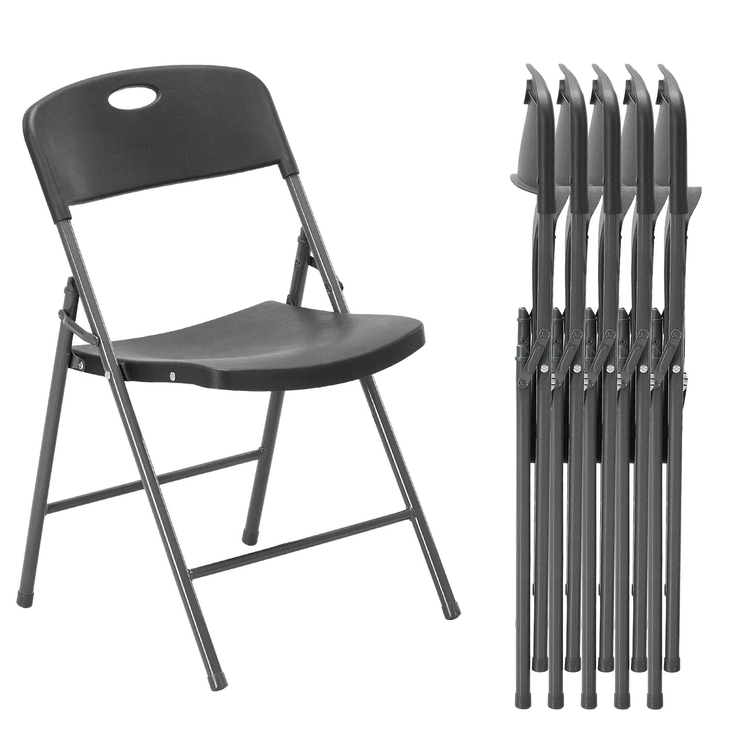 JHK 2/4/6 Pack Plastic Stackable Folding Chairs Portable Dining Chairs Set Heavy Duty with Ergonomic Back Easy to Use for Home