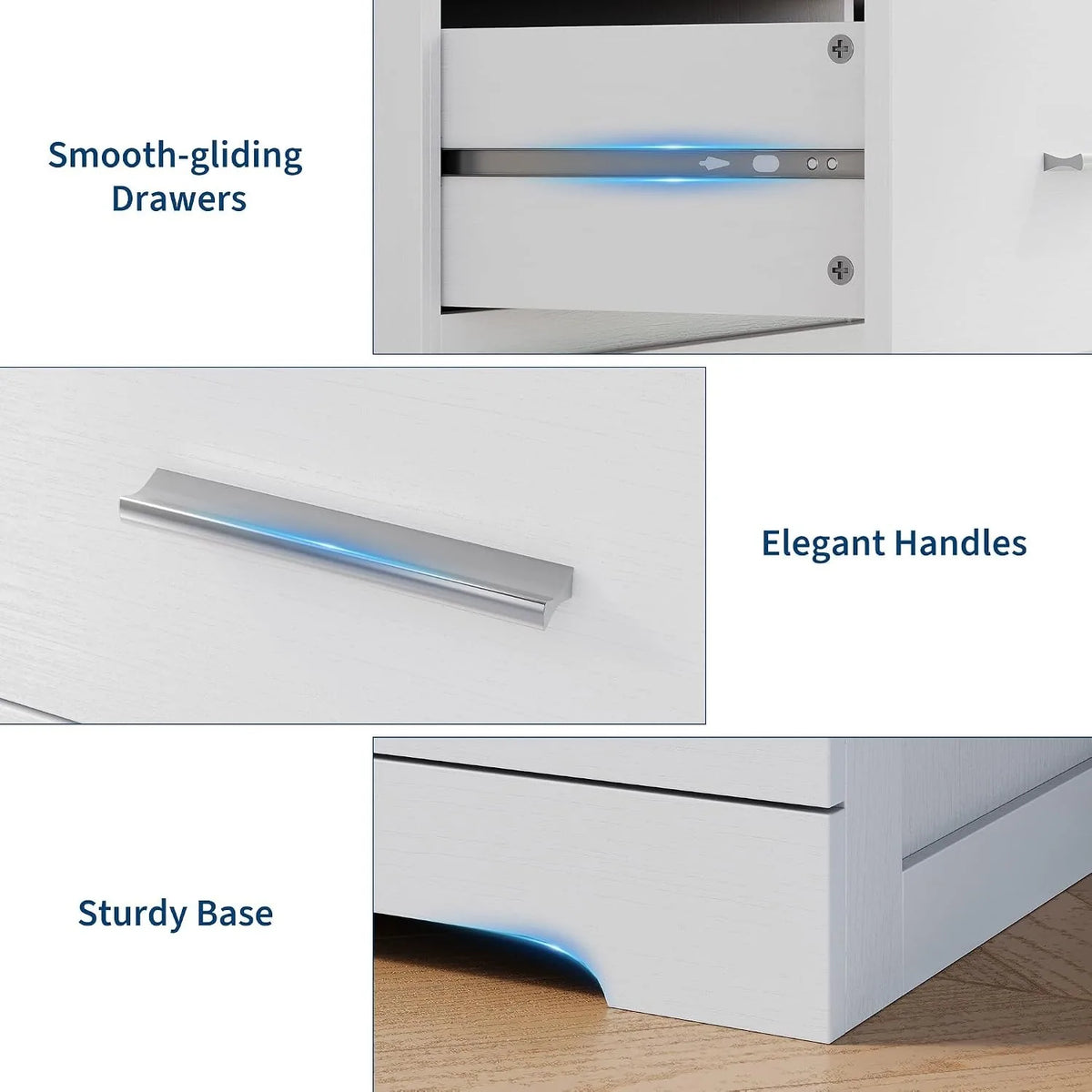 6 Drawer Storage Dresser Cabinet with Metal Handles, Modern Wood Chest of Drawers for Bedroom Living Room