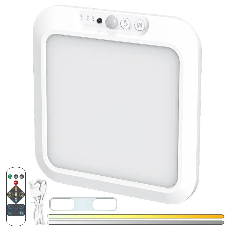 Rechargeable Remote Control Ceiling Light 3 Lighting Modes Wireless Motion Sensor LED Lamp for Bedroom Bathroom Kitchen Hallway