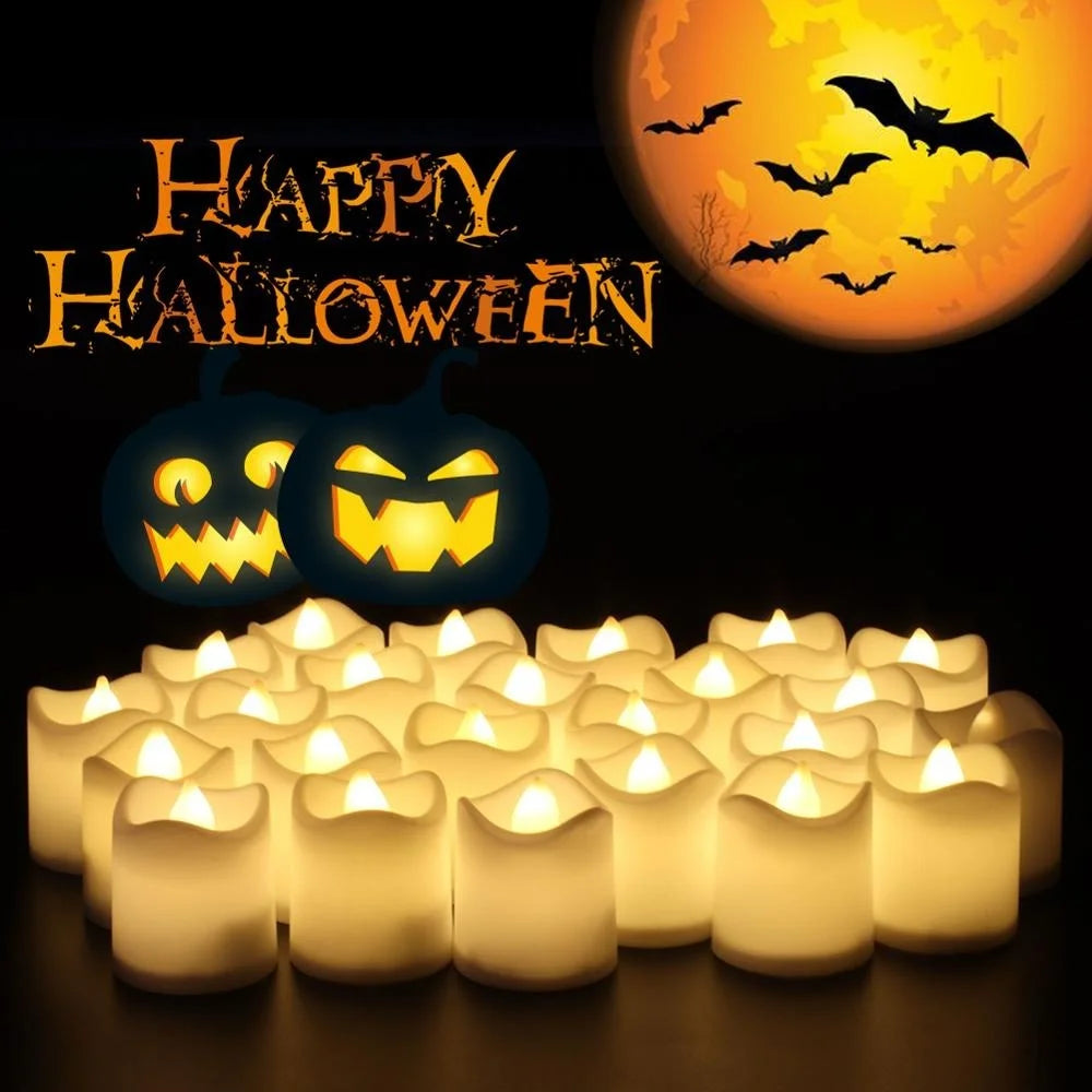 LED Tea Lights Flameless Votive Candles Lasting Electric Candles Battery Operated Tealights Candles for Halloween Christmas Home