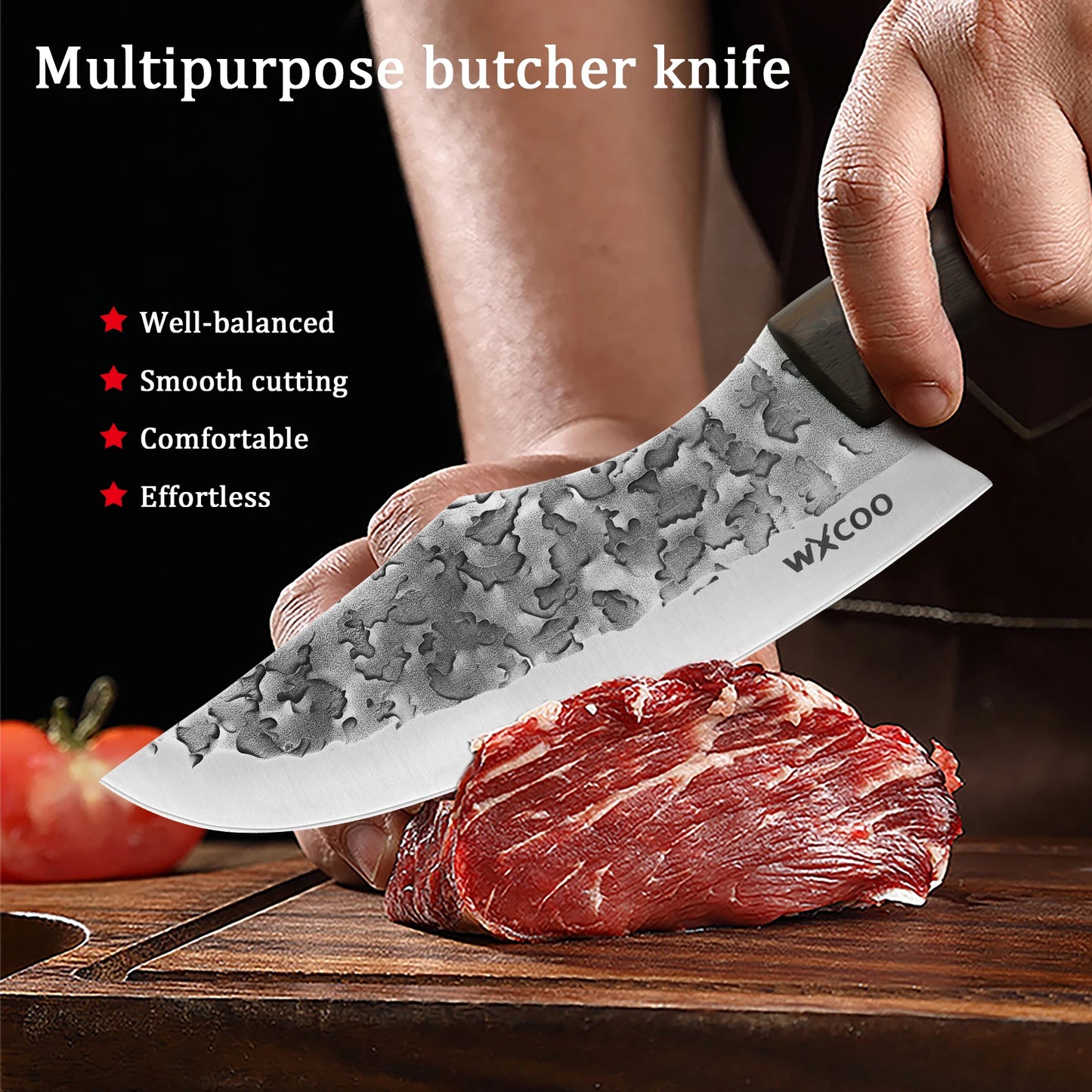 1PC Handmade Boning Knife 5CR15 Stainless Steel Butcher's Knife Cooking Knife for Kitchen Multifunction Chef Knife Outdoor Kitchen Knife Cooking Accessories Meat Knife