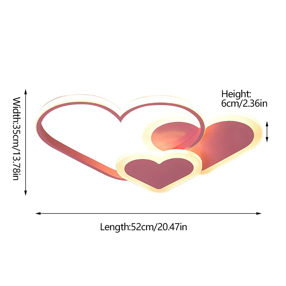 Heart-Shaped LED Ceiling Lamp with Remote Control 36W 3040LM 3000-6000K Adjustable Color Temperature for Bedroom Living Room