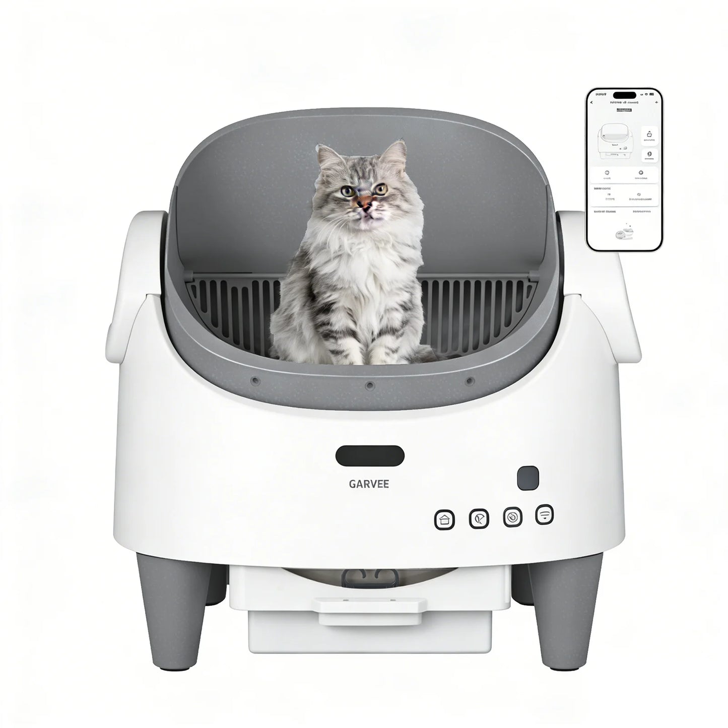 Self Cleaning Smart Litter Box APP Controlled Automatic Odor-Free Cat Toilet with Large Waste Bin for Single Multi Cats