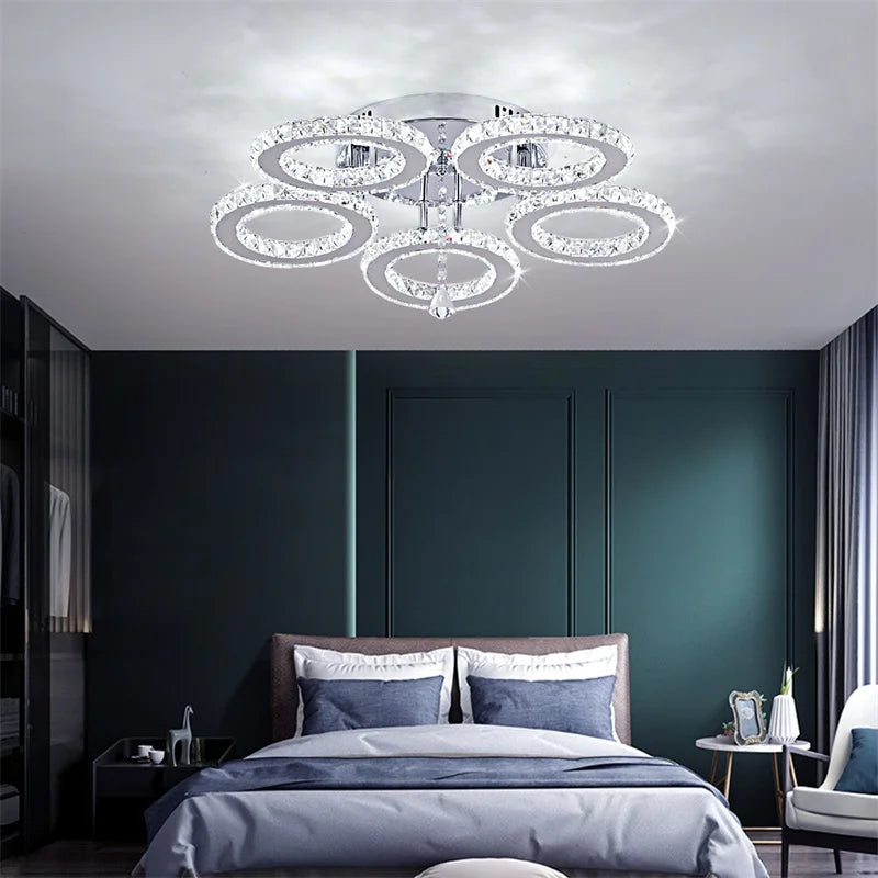 Modern Pendant Light Led Crystal Ring Ceiling Lamp Living Dining Room Chandelier Lustre Bedroom Luxury Home Decor Fixture Lumina