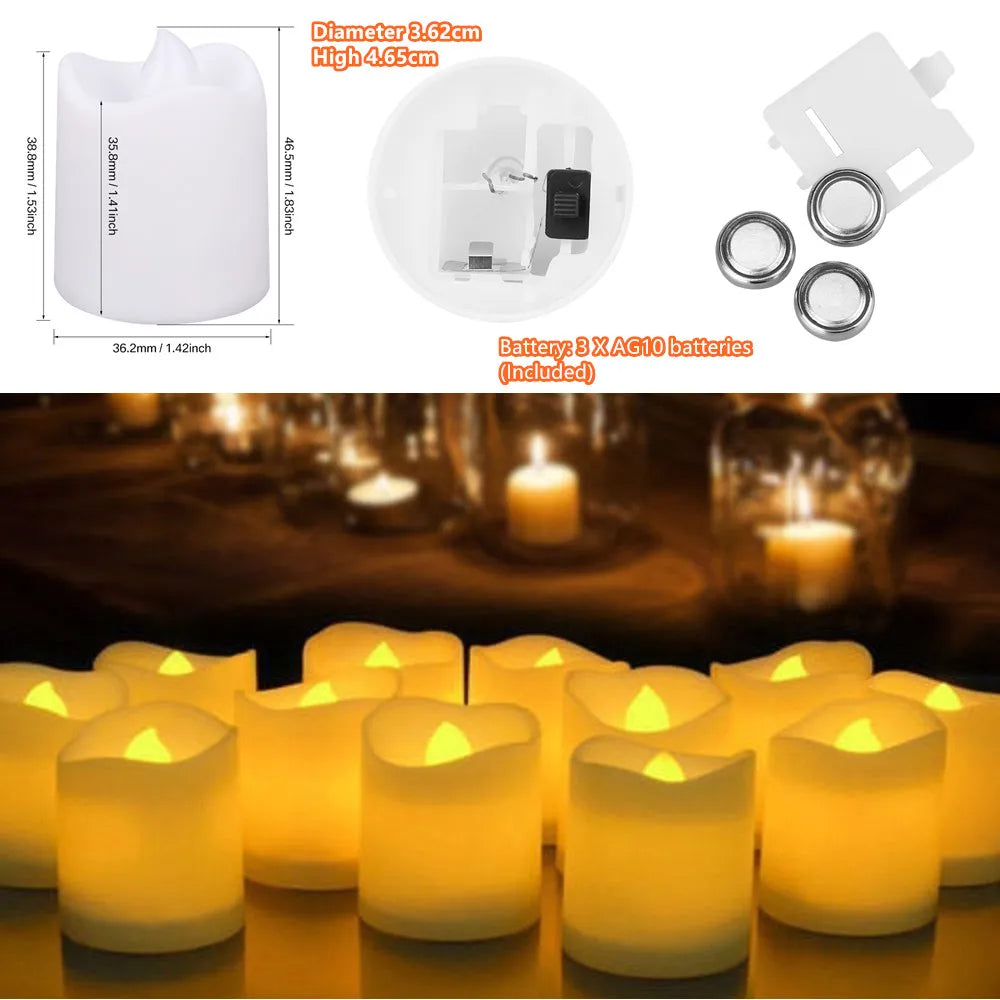 LED Tea Lights Flameless Votive Candles Lasting Electric Candles Battery Operated Tealights Candles for Halloween Christmas Home