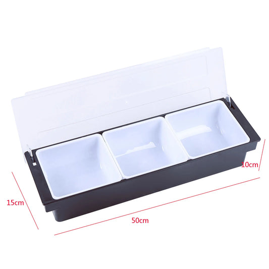 3/4/5/6 Compartment Fruit Tray Seasoning Dispenser Bar Caddy Storage Box Dispenser Container